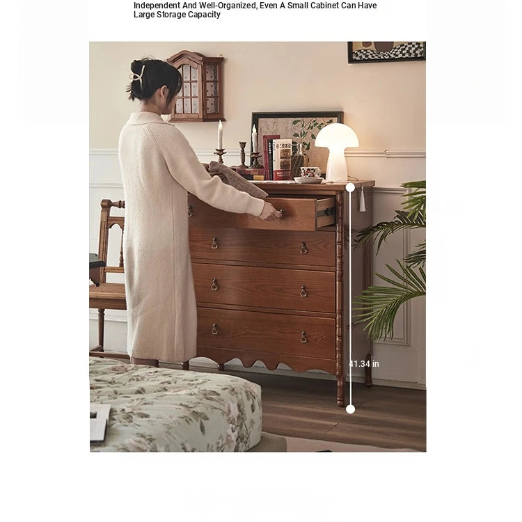 Elegant Ash Wood Multi-Layer Cabinet with 4 Drawers – Timeless Storage Solution for Your Home hsysg-4968