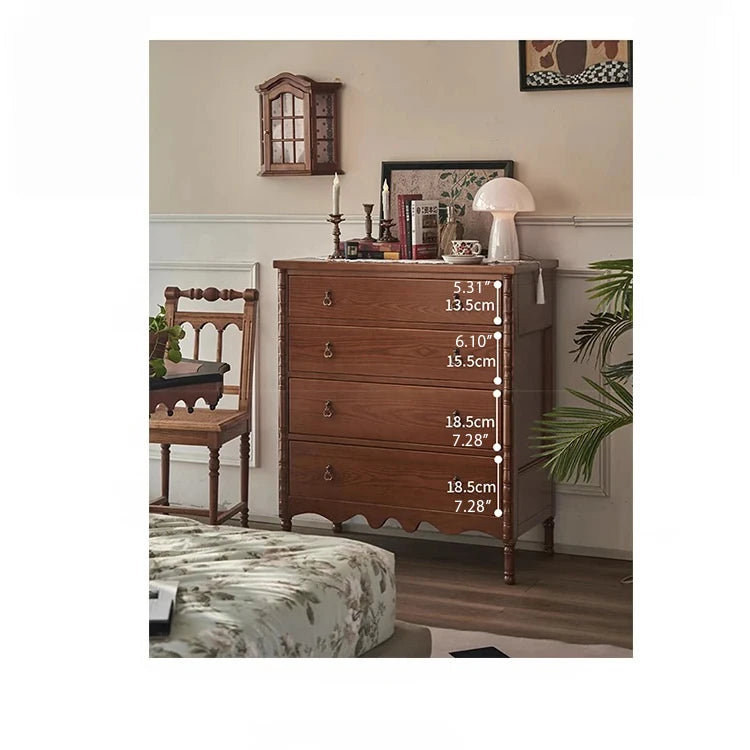 Elegant Ash Wood Multi-Layer Cabinet with 4 Drawers – Timeless Storage Solution for Your Home hsysg-4968