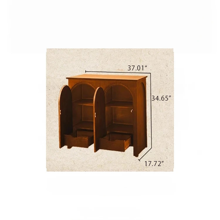 Elegant Ash Wood Multi-Layer Cabinet with Arch Design – Perfect for Modern Home Décor hsysg-4969