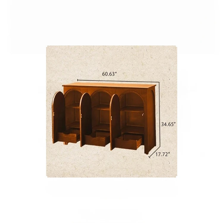 Elegant Ash Wood Multi-Layer Cabinet with Arch Design – Perfect for Modern Home Décor hsysg-4969