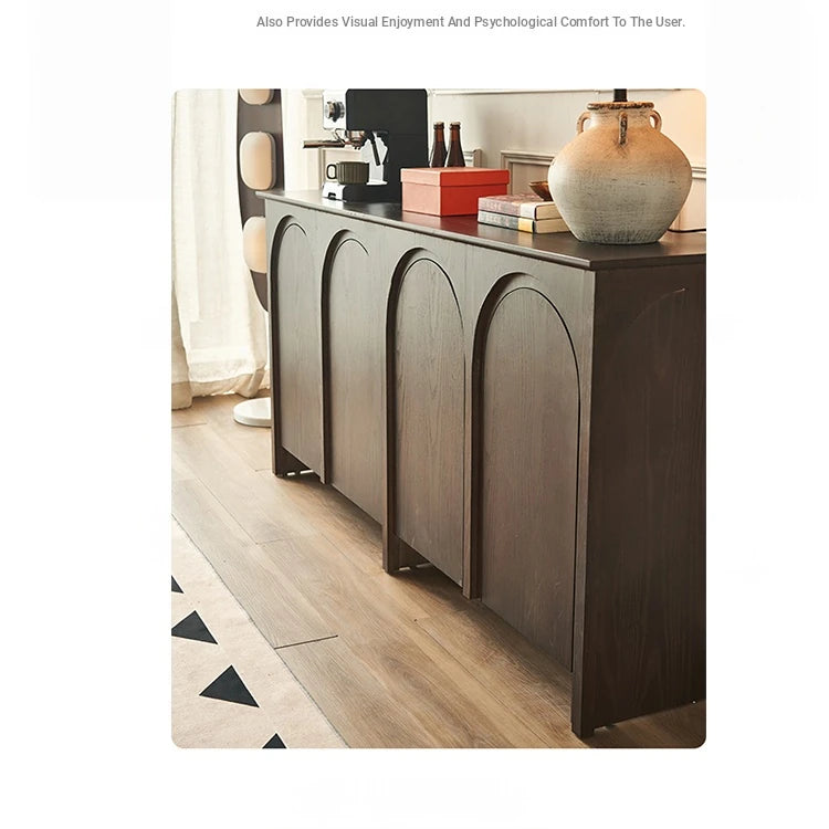 Elegant Ash Wood Multi-Layer Cabinet with Arch Design – Perfect for Modern Home Décor hsysg-4969