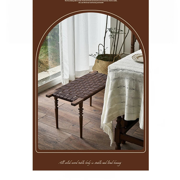 Elegant Ash Wood and Synthetic Leather Stool – Stylish Woven Design for Modern Interiors hsysg-4970