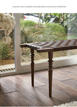 Elegant Ash Wood and Synthetic Leather Stool – Stylish Woven Design for Modern Interiors hsysg-4970