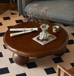 Stylish Round Ash Wood Tea Table with Unique Ball Legs – Perfect Living Room Centerpiece hsysg-4971