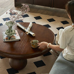 Stylish Round Ash Wood Tea Table with Unique Ball Legs – Perfect Living Room Centerpiece hsysg-4971