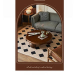 Stylish Round Ash Wood Tea Table with Unique Ball Legs – Perfect Living Room Centerpiece hsysg-4971