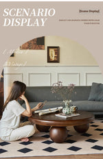 Stylish Round Ash Wood Tea Table with Unique Ball Legs – Perfect Living Room Centerpiece hsysg-4971