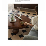 Stylish Round Ash Wood Tea Table with Unique Ball Legs – Perfect Living Room Centerpiece hsysg-4971