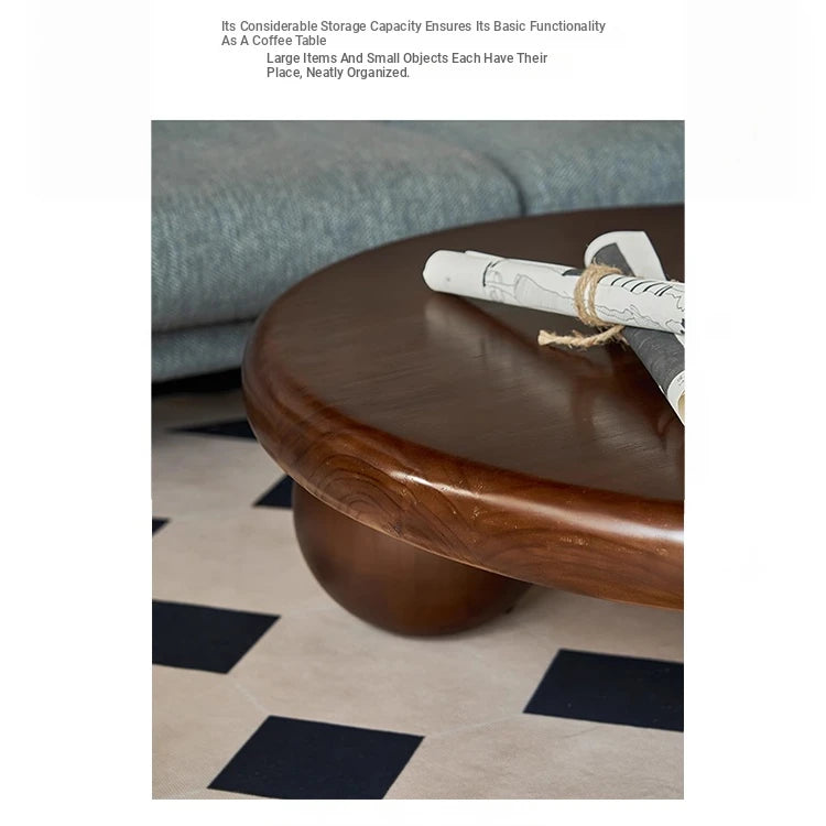 Stylish Round Ash Wood Tea Table with Unique Ball Legs – Perfect Living Room Centerpiece hsysg-4971