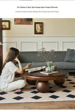Stylish Round Ash Wood Tea Table with Unique Ball Legs – Perfect Living Room Centerpiece hsysg-4971