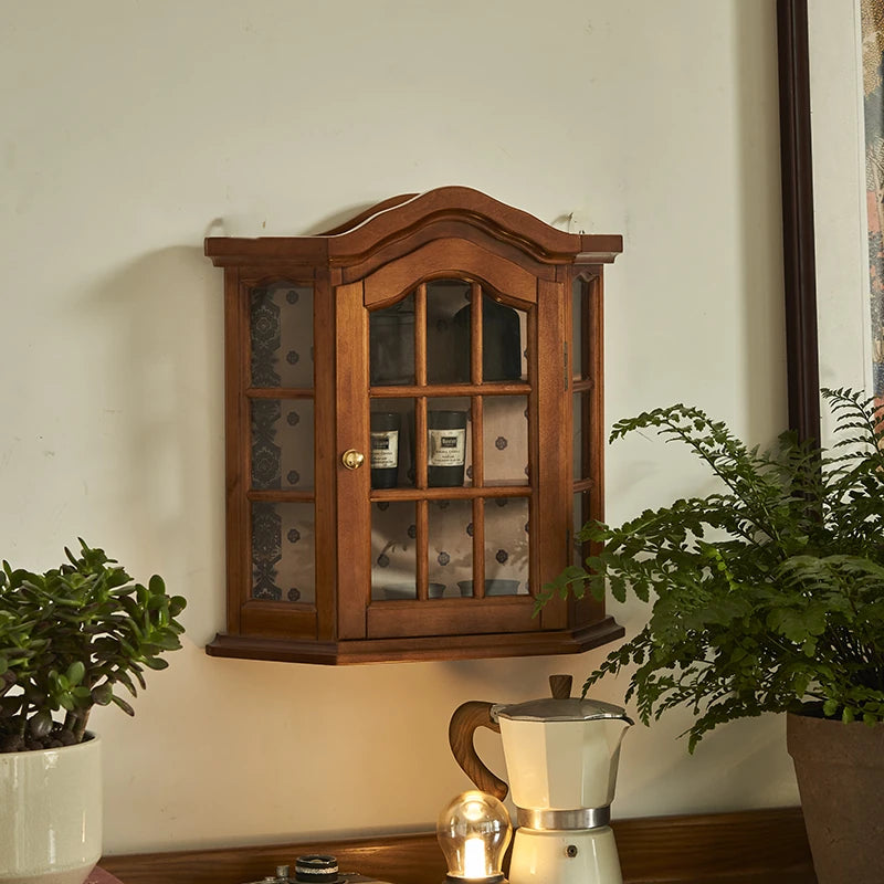 Elegant Ash Wood Glass Display Cabinet for Chic Home Decor - Perfect for Kitchen or Living Room hsysg-4975