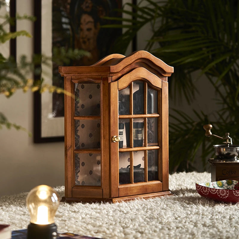 Elegant Ash Wood Glass Display Cabinet for Chic Home Decor - Perfect for Kitchen or Living Room hsysg-4975