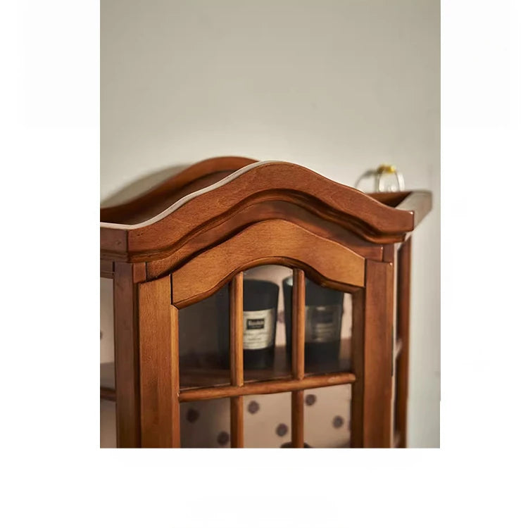 Elegant Ash Wood Glass Display Cabinet for Chic Home Decor - Perfect for Kitchen or Living Room hsysg-4975