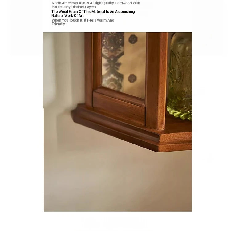 Elegant Ash Wood Glass Display Cabinet for Chic Home Decor - Perfect for Kitchen or Living Room hsysg-4975