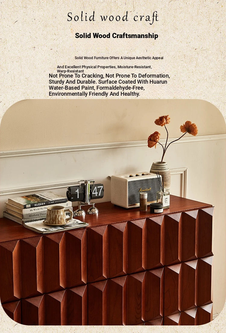 Stylish Ash Wood Multi-Layer Board Cabinet with Geometric Design – Elegant Storage Solution for Modern Homes hsysg-4976