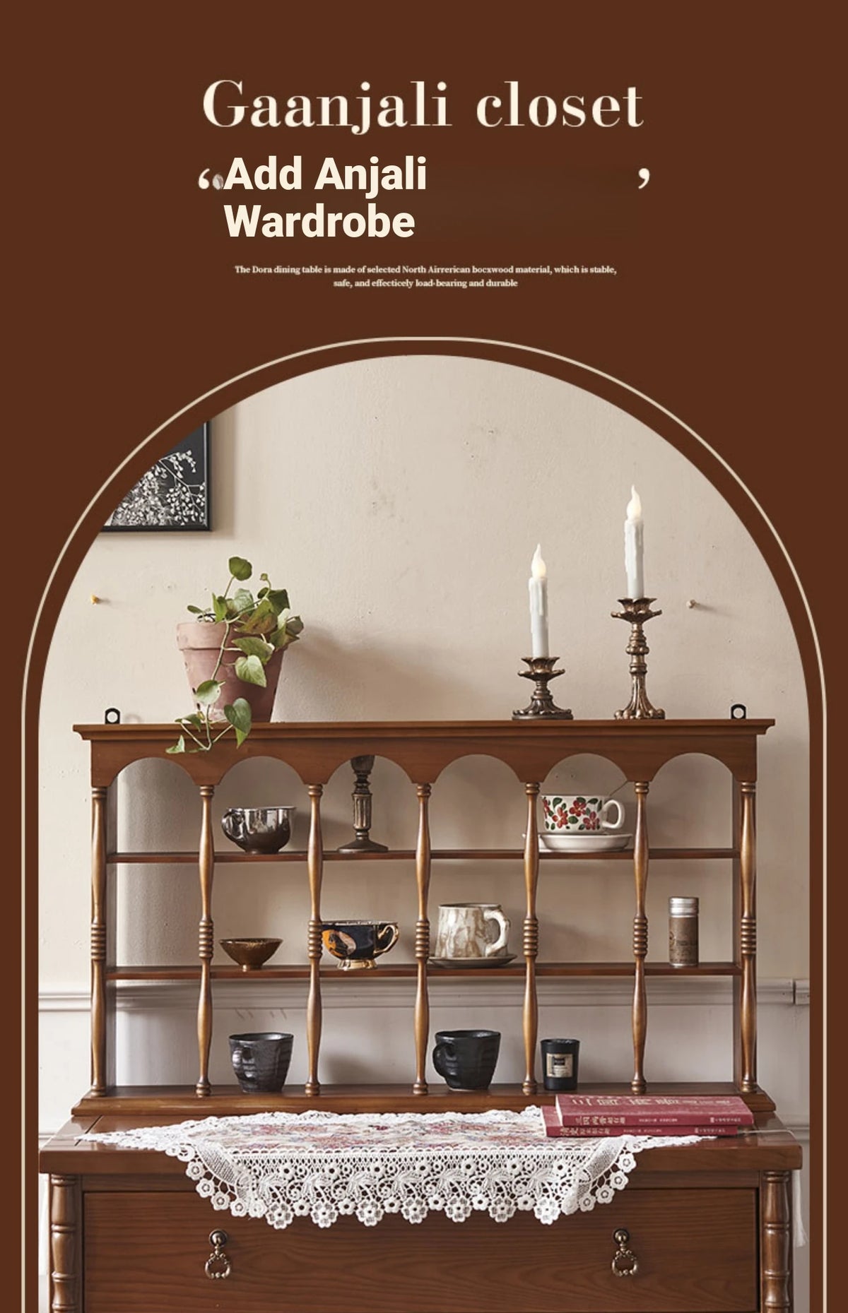 Elegant Ash Wood Storage Rack – Stylish Display Shelves for Kitchen or Living Room Décor hsysg-4977