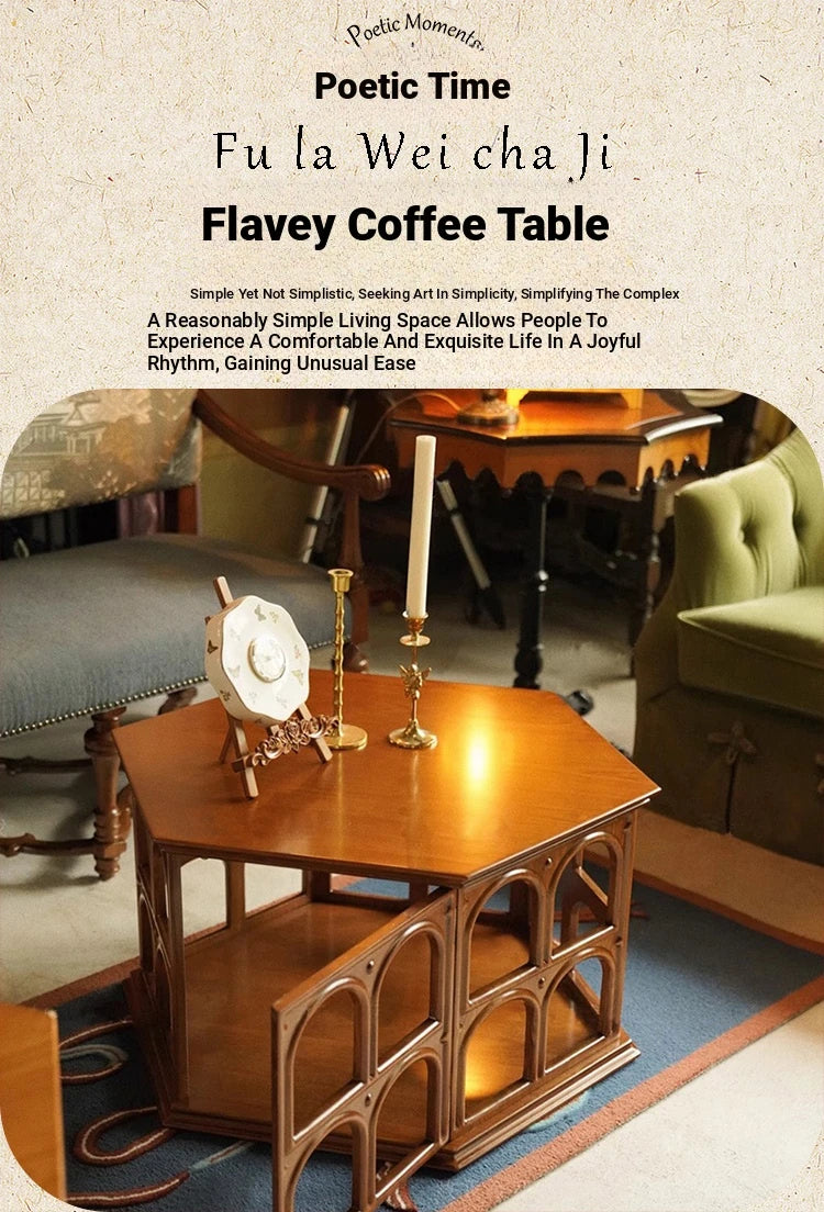 Elegant Hexagonal Ash Wood Tea Table - Unique Design for Stylish Living Spaces hsysg-4980