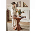 Stylish Round Ash Wood Dining Table with Unique Base Design for Modern Homes hsysg-4981