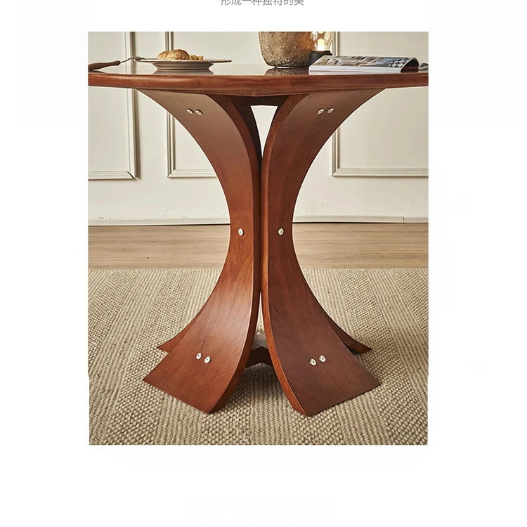 Stylish Round Ash Wood Dining Table with Unique Base Design for Modern Homes hsysg-4981