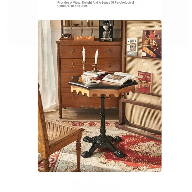 Elegant Ash Wood Table with Intricate Detailing for Living Room or Study hsysg-4982