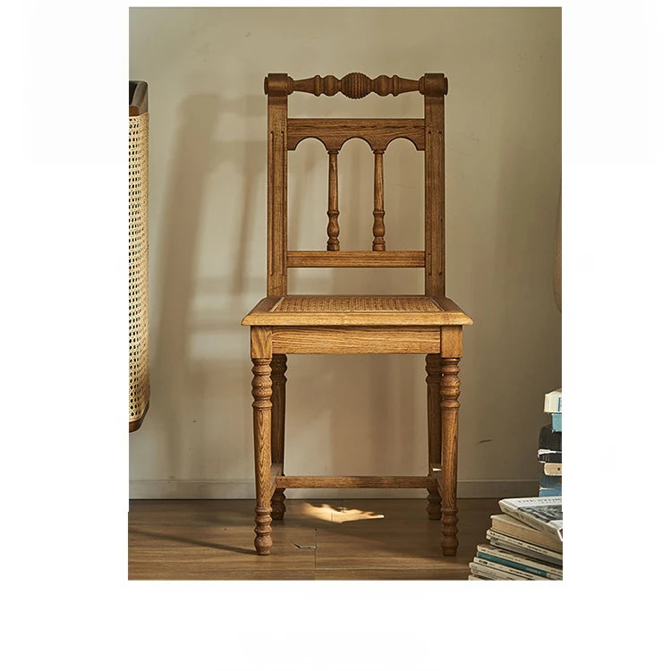 Elegant Ash Wood Chair with Rattan Weaving - Timeless Rustic Style for Your Home Decor hsysg-4986