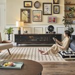 Elegant Ash Wood TV Cabinet with Glass Doors and Multi-Layer Design - Stylish Storage for Living Room hsysg-4989