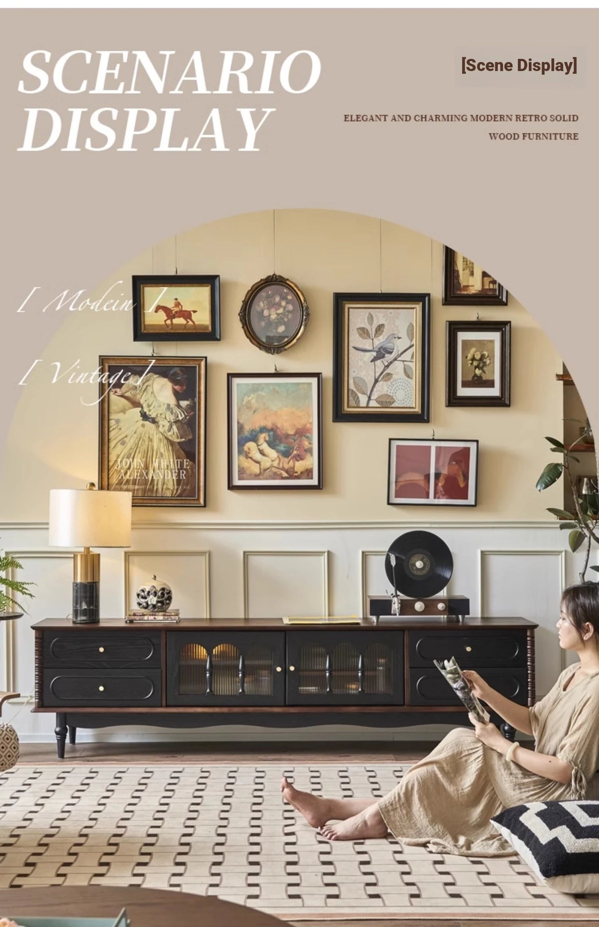 Elegant Ash Wood TV Cabinet with Glass Doors and Multi-Layer Design - Stylish Storage for Living Room hsysg-4989