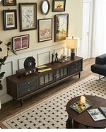 Elegant Ash Wood TV Cabinet with Glass Doors and Multi-Layer Design - Stylish Storage for Living Room hsysg-4989