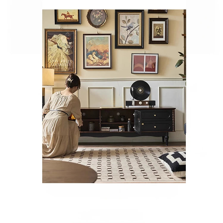 Elegant Ash Wood TV Cabinet with Glass Doors and Multi-Layer Design - Stylish Storage for Living Room hsysg-4989