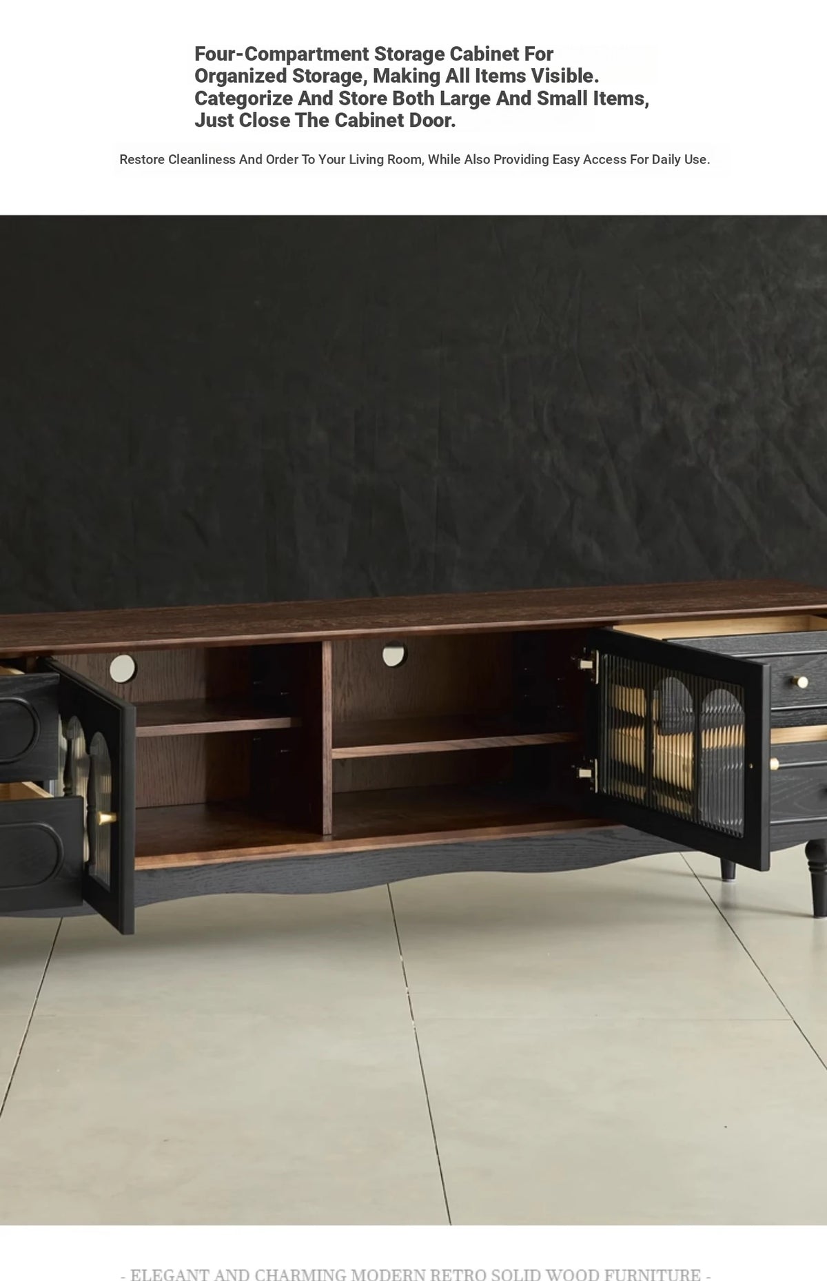 Elegant Ash Wood TV Cabinet with Glass Doors and Multi-Layer Design - Stylish Storage for Living Room hsysg-4989