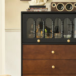 Chic Ash Wood Cabinet with Glass Display and Elegant Storage Drawers – Stylish Multi-layer Board Furniture for Your Home hsysg-4990