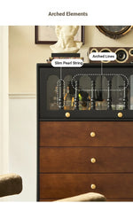 Chic Ash Wood Cabinet with Glass Display and Elegant Storage Drawers – Stylish Multi-layer Board Furniture for Your Home hsysg-4990