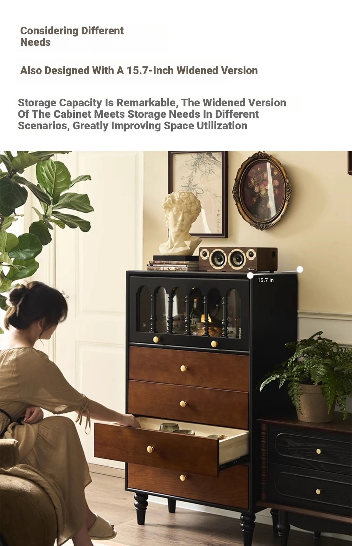 Chic Ash Wood Cabinet with Glass Display and Elegant Storage Drawers – Stylish Multi-layer Board Furniture for Your Home hsysg-4990