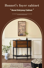 Elegant Ash Wood Multi-Layer Board Cabinet with Two Drawers and Vintage Charm hsysg-4991