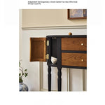 Elegant Ash Wood Multi-Layer Board Cabinet with Two Drawers and Vintage Charm hsysg-4991