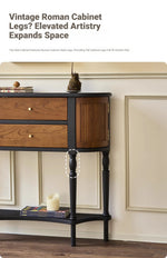 Elegant Ash Wood Multi-Layer Board Cabinet with Two Drawers and Vintage Charm hsysg-4991