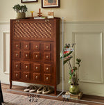 Stylish Ash Wood Multi-Layer Cabinet with Elegant Checkerboard Design - Perfect Storage Solution for Modern Homes hsysg-4992