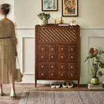 Stylish Ash Wood Multi-Layer Cabinet with Elegant Checkerboard Design - Perfect Storage Solution for Modern Homes hsysg-4992