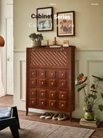 Stylish Ash Wood Multi-Layer Cabinet with Elegant Checkerboard Design - Perfect Storage Solution for Modern Homes hsysg-4992