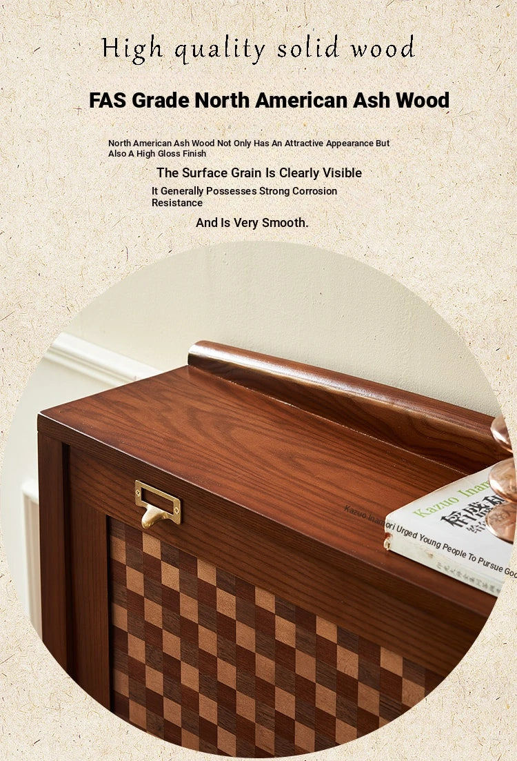 Stylish Ash Wood Multi-Layer Cabinet with Elegant Checkerboard Design - Perfect Storage Solution for Modern Homes hsysg-4992