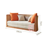 Beige Rattan Sofa with Ash Wood Frame and Cotton Linen Upholstery htzm-1505