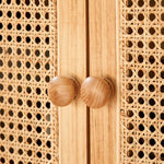 Stylish Natural Ash Wood Cabinet with Elegant Rattan Accents htzm-1507
