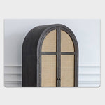 Elegant Black Oak Wood Cabinet with Rattan Accents for Modern Living Rooms htzm-1512