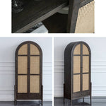 Elegant Black Oak Wood Cabinet with Rattan Accents for Modern Living Rooms htzm-1512
