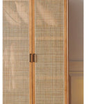 Elegant Ash Wood Cabinet with Natural Rattan Details htzm-1513