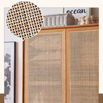 Elegant Ash Wood Cabinet with Natural Rattan Details htzm-1513