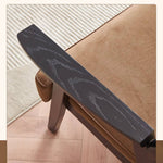 Elegant Dark Brown Ash Wood Sofa with Intricate Rattan Detailing htzm-1514