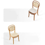 Elegant Brown Cherry Wood Chair with Natural Rattan Accent htzm-1517