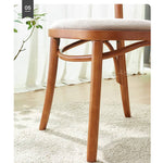 Elegant Brown Cherry Wood Chair with Natural Rattan Accent htzm-1517