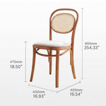 Elegant Brown Cherry Wood Chair with Natural Rattan Accent htzm-1517